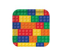 8-Count 9-Inch Square Paper Dinner Plates, Block Party