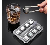 8 Cubitos Hielo Reutilizables, Cubitos de Hielo+Clip De Silicon Cajas | Almacenamiento, Aptos para Alimentos, para Ginebra,Whisky,Ron,Vino.Piedras Refrigerantes para Bares, Accesorios de Cóctel