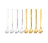 8 Cucharas De Acero Inoxidable, Bonitas Cucharas Con Patrón De Pata De Gato, Cucharas Para Revolver Café, Cucharas De Postre, Utensilios De Cocina