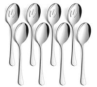8 cucharas grandes de servir doradas, cucharas de servir ranuradas doradas, utensilios de servir de acero inoxidable de 9 pulgadas para fiestas, buffet, restaurante