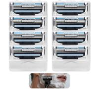 8 Cuchillas de Afeitar para Hombre - Cuchillas de Repuesto de 3 Hojas para Maquinillas de Afeitar en Húmedo, Compatibles con la Mayoría de Mangos de 3 Hojas, Paquete de Repuesto (8)