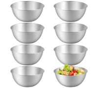8 cuencos de acero inoxidable, diámetro de 19 cm, apilables, juego de cuencos para mezclar con escala, ensaladera pulida interior, cuencos de metal para aperitivos, cuenco para servir, cuenco para