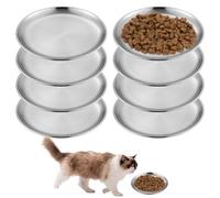 8 cuencos para gatos planos de acero inoxidable: 14 cm, cuencos para gatos, platos para gatos con bigotes anchos, a prueba de caídas, cuenco plano para perros pequeños, gatos