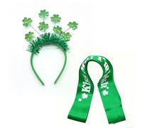 8 Diademas De Trébol Y 1 Correa Para El Hombro, Divertido Lazo Para Sombrero, Liviano Y Estable De Usar, Adecuado Para Vestidos De Fiesta Para Adultos Y Niños (Verde).