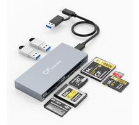 8-en-1 CFexpress B Type Card Reader with 2 10Gbps USB, USB3.2 Gen2 10Gbps CF Express Card Reader Hub for CFexpress B/SD/TF/CF/XD/MS/USB Types, for Windows/Mac/Linux, Reads 8 Ports Simultaneously