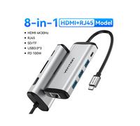 (8 en 1 HDMI RJ45) Vention USB C HUB Tipo C a USB 3.0 Estación de acoplamiento USB C HDMI RJ45 4K compatible
