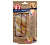 8 en 1 Triple Flavor Rolls - Rodillos masticables para perros adultos - Más carne, más tiempo de masticación - Limita el sarro - Sin OGM, conservante artificial