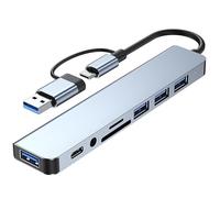 8 en 2 USB C Hub, USB 3.0 Multiport Expansion Splitter con lector de tarjetas SD TF, puertos USB 2.0 tipo C, conectores de audio de 3,5 mm, multipuerto distribuidor adaptador para MacBook Air Pro