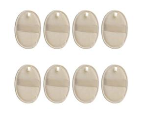 8 esponjas exfoliantes naturales de lufa para el cuerpo, almohadillas de esponja beige de doble cara con vendaje elástico y cordón, esponja de luffa de limpieza profunda para una exfoliación suave en