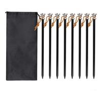 8 estacas de aluminio resistentes para tienda de campaña de 23 cm con cuerda para arena, barro, hierba, senderismo al aire libre (negro)