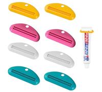 8 exprimidores de tubo de pasta de dientes, exprimidor de pasta de dientes multifunción, para conservar cosméticos en crema limpiadora (verde pavo real, amarillo limón, blanco marfil, rosa melocotón)