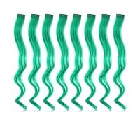 8 extensiones de pelo sintético ondulado con clip de 50,8 cm para niñas y mujeres - Accesorios destacados para fiestas (verde)