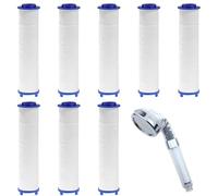8 filtros para cabezal de ducha, cartuchos de filtro de algodón PP, 8 x 2,5 cm, filtro de cabezal de ducha, para limpiar y suavizar el agua, cartuchos de filtro de algodón de ducha, elimina los