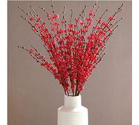 8 Flores Artificiales de jazmín de 29.5 Pulgadas de Largo, Flores Artificiales para Boda, hogar, Oficina, Fiesta, Hotel, Restaurante, Patio o decoración de Patio (Rojo)