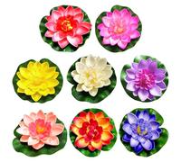 8 flores de loto artificiales, decoración de piscina, flores de loto, decoración de plantas artificiales, decoración de estanque al aire libre, plantas flotantes de piscina