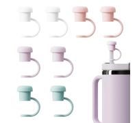 8 fundas de silicona para pajitas compatibles con Stanley Tumbler, tapa de pajita de silicona reutilizable, para todas las marcas de pajita de 6 mm a 10 mm de diámetro (4 colores)