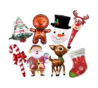 8 globos de aluminio para decoración navideña, globos de helio, Papá Noel, muñeco de nieve, pan de jengibre, reno, abeto, decoración navideña
