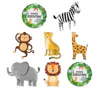 8 globos de animales de safari de la selva, KUAOOAUK Wild un cumpleaños, decoraciones de cumpleaños, globos de fiesta de animales, jirafa, león, leopardo, elefante, globos de aluminio para baby