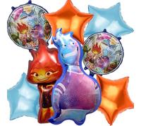 8 Globos de Papel de Aluminio Para Elemento de Locura, Globo de Cumpleaños de Animation Project, Incluye Globo Elemental de Agua, Globo Elemental de Fuego y Globo Pentágono