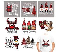 8 hojas de calcomanías de Navidad para planchar lindas calcomanías de vinilo de transferencia de calor, calcomanías coloridas de vinilo de Navidad, parches de Papá Noel, alce, apliques para diseño de