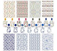 8 hojas de papel de transferencia floral para arcilla polimérica, margaritas, rosas y flores silvestres, hojas de transferencia solubles en agua para arcilla polimérica, manualidades, joyas