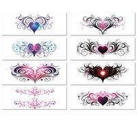 8 Hojas De Pegatinas Con Forma De Corazón Para Cubrir Cicatrices, Tatuajes Temporales A Color Para Parejas, Partes Íntimas, Abdomen, Pecho Y Piernas.