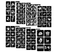 8 Hojas de Plantillas para Crear Diseños en la Piel, Insectos, Animales, Hadas, Símbolos, 108 Plantillas Brillantes como Herramienta para Arte Corporal Temporal