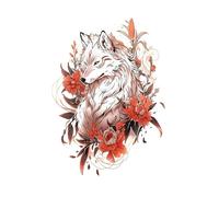 8 hojas de tatuajes falsos de rosas de colores del Rey León for mujer, pegatinas temporales impermeables, arte de brazo de calavera de zorro, tótem de belleza, pintura(09-QTBS-8505)