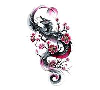 8 hojas de tatuajes falsos de rosas de colores del Rey León for mujer, pegatinas temporales impermeables, arte de brazo de calavera de zorro, tótem de belleza, pintura(29-QTBS-8493)