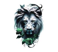 8 hojas de tatuajes falsos de rosas de colores del Rey León for mujer, pegatinas temporales impermeables, arte de brazo de calavera de zorro, tótem de belleza, pintura(22-QTBS-8592)