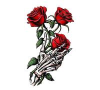 8 hojas de tatuajes falsos de rosas de colores del Rey León for mujer, pegatinas temporales impermeables, arte de brazo de calavera de zorro, tótem de belleza, pintura(27-QTBS-8497)