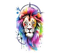 8 hojas de tatuajes falsos de rosas del Rey León for mujer, pegatinas temporales impermeables, tótem de brazo de zorro animal(02)