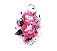 8 hojas de tatuajes falsos de rosas del Rey León for mujer, pegatinas temporales impermeables, tótem de brazo de zorro animal(33)