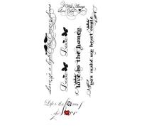8 hojas de tatuajes temporales con letras negras for brazo, manga, palabra de amor, corazón, cuerpo falso, pierna, tótem for mujer(SET 02)