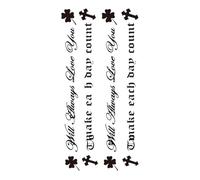 8 hojas de tatuajes temporales con letras negras for brazo, manga, palabra de amor, corazón, cuerpo falso, pierna, tótem for mujer(SET 06)