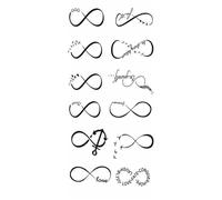 8 hojas de tatuajes temporales con letras negras for brazo, manga, palabra de amor, corazón, cuerpo falso, pierna, tótem for mujer(SET 03)