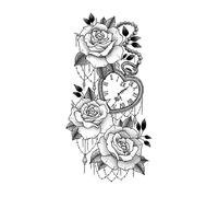 8 hojas de tatuajes temporales de flores for brazo, rosas, calaveras, león, oso, serpiente, tótem 3D falso for mujer(QXQB94)