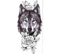8 hojas de tatuajes temporales de flores for brazo, rosas, calaveras, león, oso, serpiente, tótem 3D falso for mujer(QXQB209)