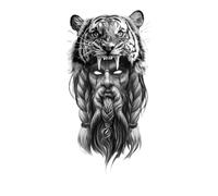 8 hojas de tatuajes temporales impermeables, pegatinas de bosque, león, tigre, oso, mujer, leopardo, lobo, arte corporal, tatuaje falso for brazo for hombre.(XQB-377)