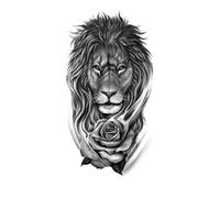 8 hojas de tatuajes temporales impermeables, pegatinas de bosque, león, tigre, oso, mujer, leopardo, lobo, arte corporal, tatuaje falso for brazo for hombre.(XQB-380)
