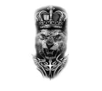 8 hojas de tatuajes temporales impermeables, pegatinas de bosque, león, tigre, oso, mujer, leopardo, lobo, arte corporal, tatuaje falso for brazo for hombre.(XQB-373)