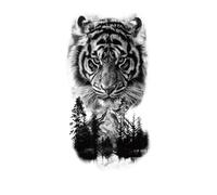 8 hojas de tatuajes temporales impermeables, pegatinas de bosque, león, tigre, oso, mujer, leopardo, lobo, arte corporal, tatuaje falso for brazo for hombre.(XQB-108)