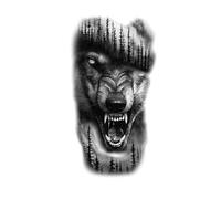 8 hojas de tatuajes temporales impermeables, pegatinas de bosque, león, tigre, oso, mujer, leopardo, lobo, arte corporal, tatuaje falso for brazo for hombre.(XQB-476)