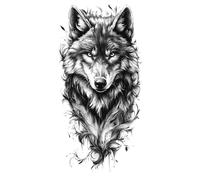 8 hojas de tatuajes temporales impermeables, pegatinas de fuego, león, lobo y tigre, tatuajes falsos for hombre, cuerpo y brazo.(QXQB-999)