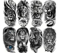 8 Hojas de Tatuajes Temporales Realistas con para Hombres, Mujeres y Adultos, Tatuajes Temporales Impermeables Negros, Calcomanías de de Larga Duración para Brazos y Piernas