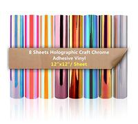 8 Hojas de Vinilo Holográfica Metálico con Respaldo Adhesivo - 8 Colores Permanente Vinilo Autoadhesivo 30,5x30,5cm Para Herramientas Silhouette Cameo recortar (Mismo Color)