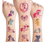 8 hojas Little Pony Tattoo para niños, más de 200 tatuajes temporales impermeables para niños, aptas para la piel