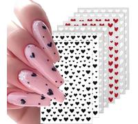 8 Hojas Pegatinas Corazón Flor de Cerezo Para Uñas, Calcomanías Autoadherentes de Arte, Nail Art Stickers, Tatuajes Autoadhesivos Para Decoraciones (B)