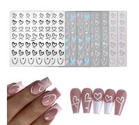 8 Hojas Pegatinas Corazón Flor de Cerezo Para Uñas, Calcomanías para Decorar Uñas, Autoadherentes de Arte de Uñas, Nail Art Stickers, Tatuajes de Uñas Autoadhesivos para Decoraciones de Uñas (C)