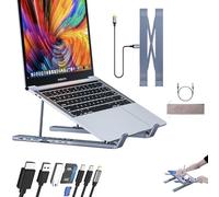 8-in-1 USB-C Laptop Stand, 2025 New Upgraded Laptop Stand Docking Station,Portable All-in-One 8-Port,Type C Hubs Adapter with 4K HDMI, 2 USB 3.0,PD 100w, Plug and Play for Office,School,Home (8-in-1)